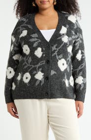 DR2 by Daniel Rainn Floral Jacquard Button Front Cardigan