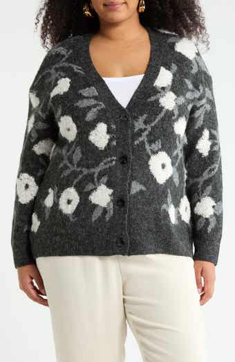 DR2 by Daniel Rainn Floral Jacquard Button Front Cardigan
