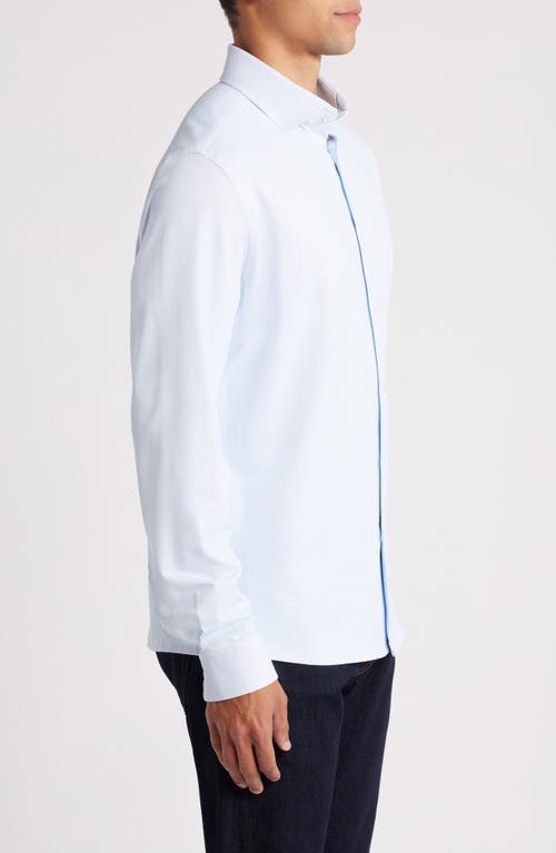 Stone Rose Techno Stretch Solid Performance Button-up Shirt In Lt. Blue