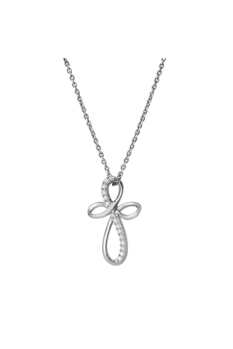 Ardent 10K Gold Diamond Cross Pendant - 0.10 CT, Main, color, 10K White Gold