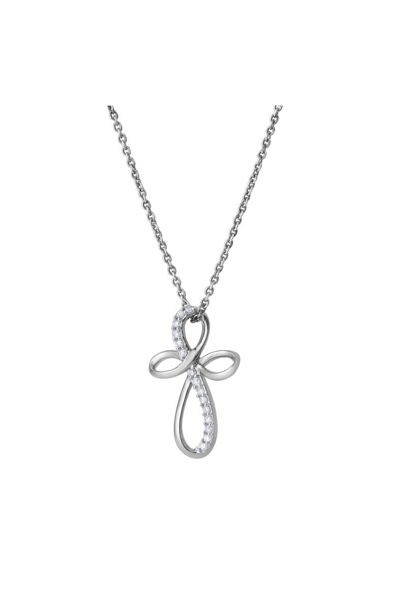 LuvMyJewelry Ardent 10K Gold Diamond Cross Pendant - 0.10 CT, Main, color, 10K White Gold