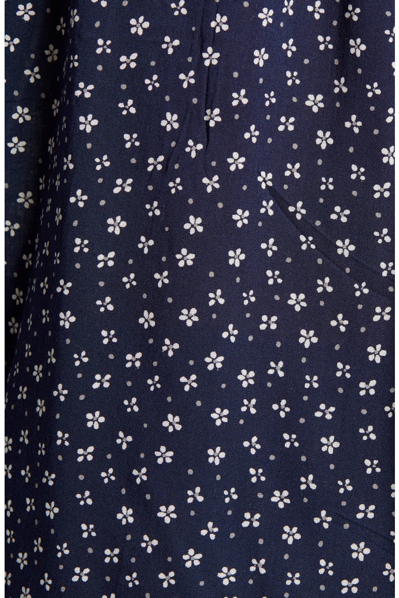 Print Pleated Popover Top, Alternate, color, NAVY MULTI