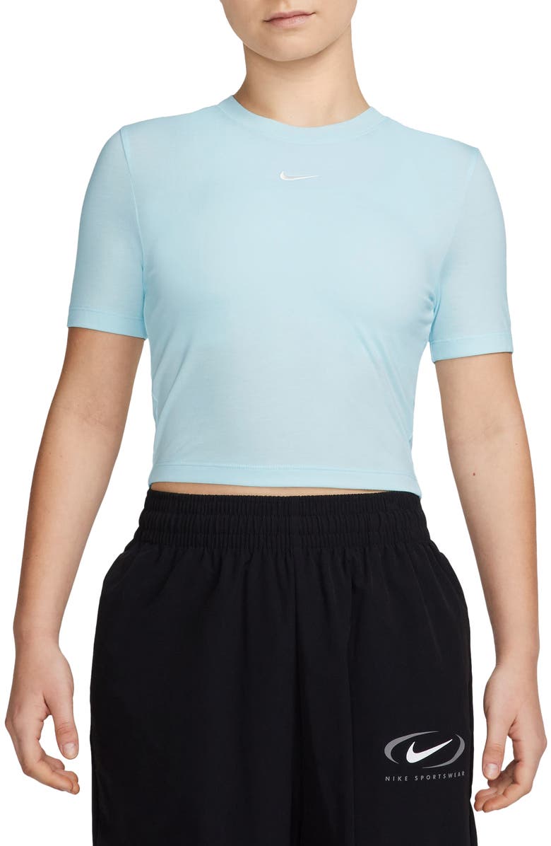 Nike Sportswear Essential Slim Crop Top, Main, color, Glacier Blue/ White
