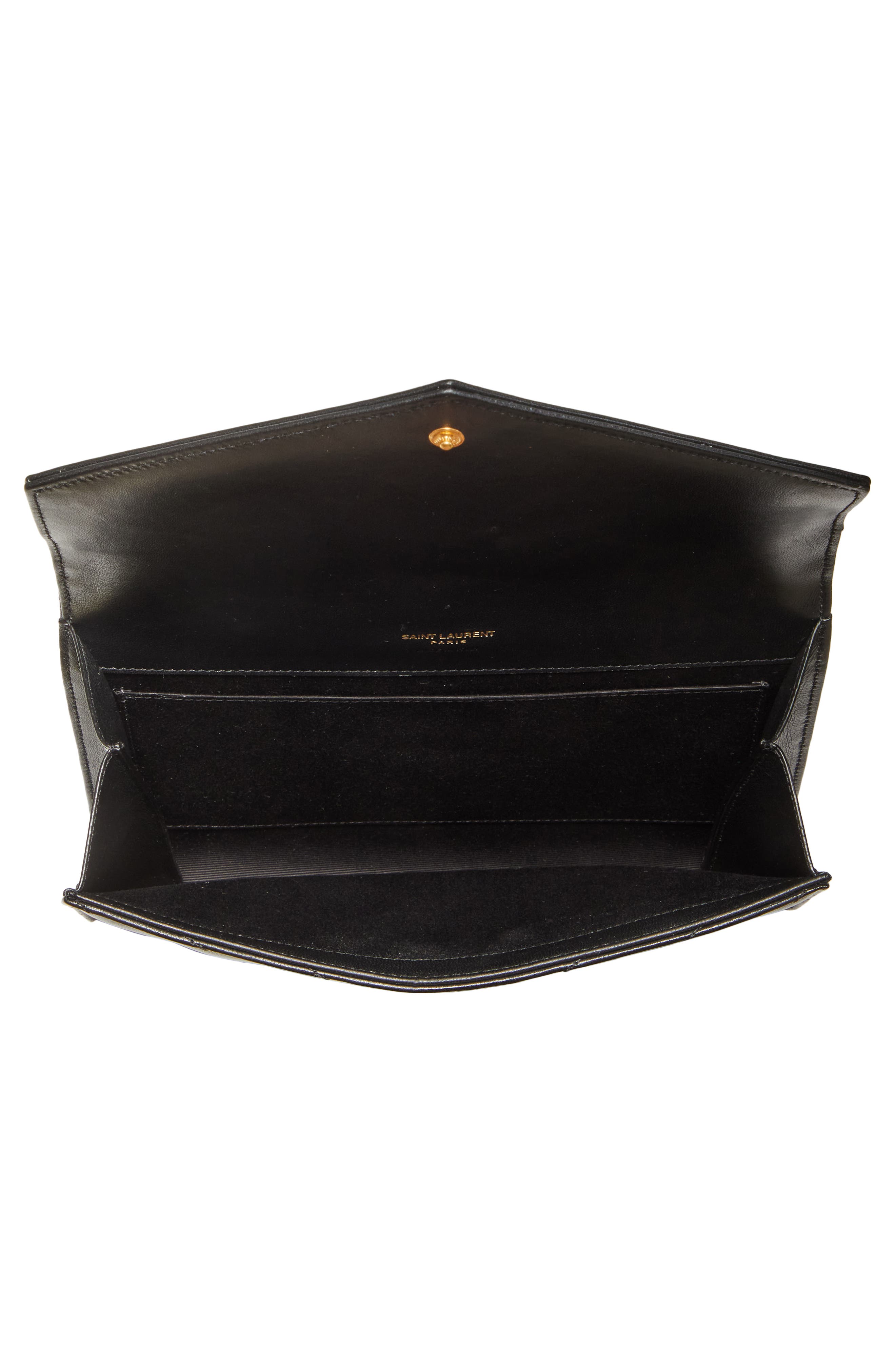Saint Laurent Cassandre Matelassé Leather Flap Pouch, Alternate, color, 