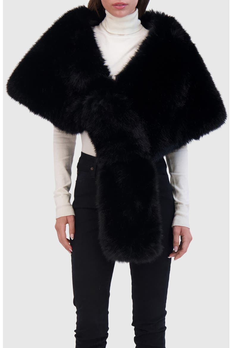 Fur-Free Fox (Faux Fur) Stole, Alternate, color, BLACK
