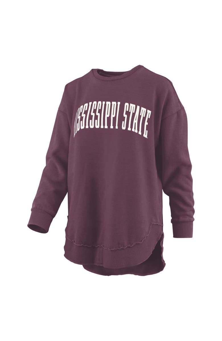PRESSBOX Women's Pressbox  Maroon Mississippi State Bulldogs Melange Poncho Vintage Fleece Long Sleeve Pullover Sweatshirt, Alternate, color, Maroon