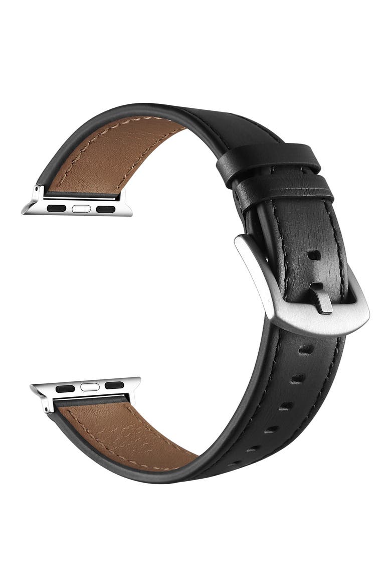Drake Leather Apple Watch® Watchband, Alternate, color, BLACK