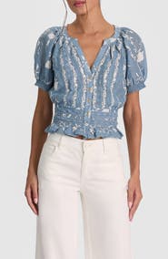 Alice + Olivia Kathryn Lace & Embroidered Crop Top