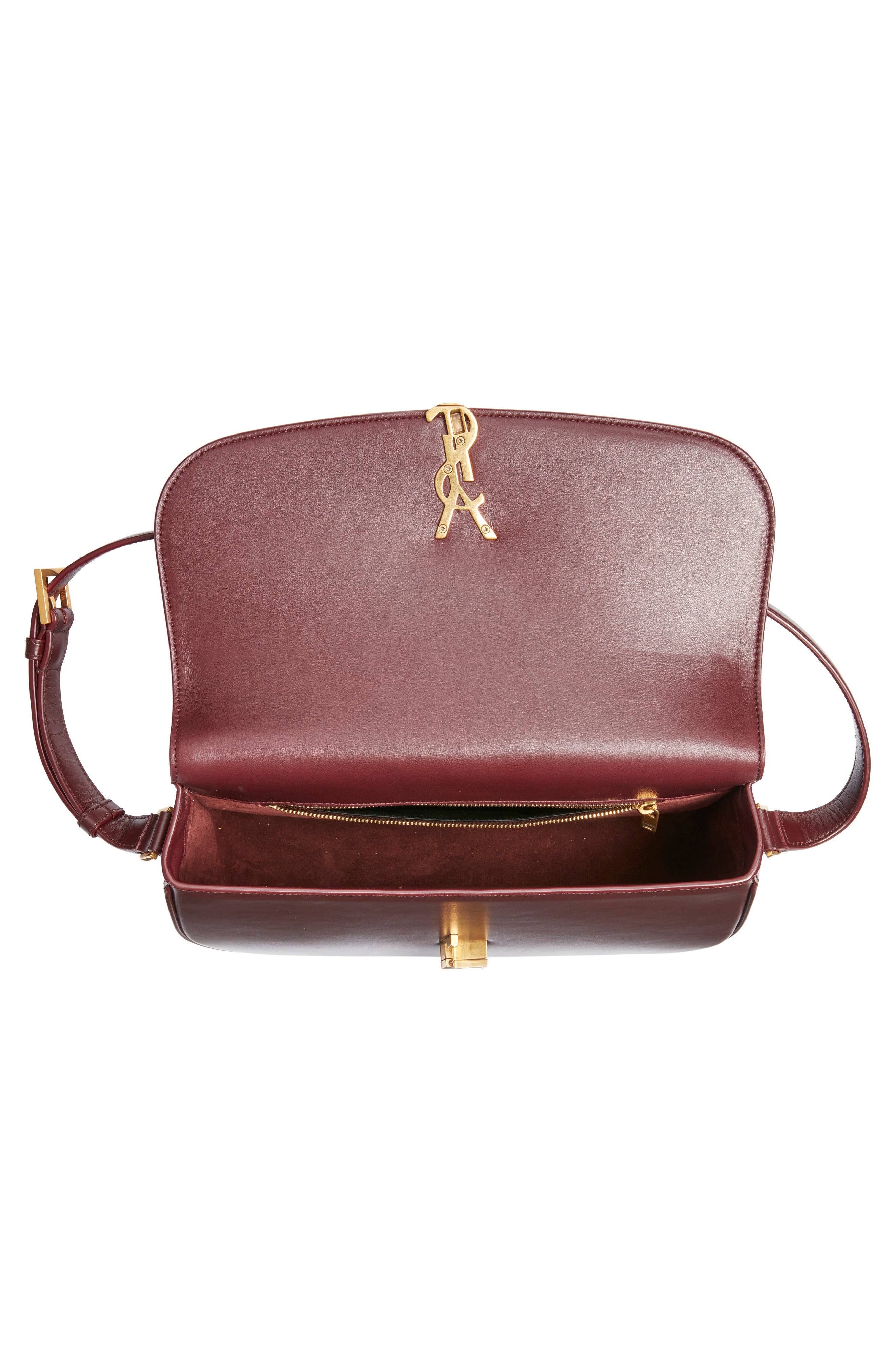 Saint Laurent Large Solferino Leather Shoulder Bag, Alternate, color, Rouge Cabernet