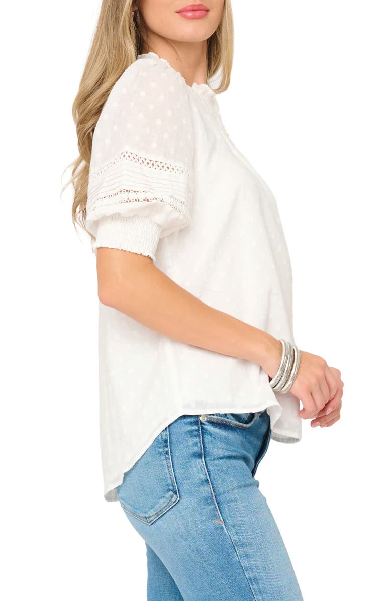 GIBSONLOOK Dianthus Puff Sleeve Cotton Top, Alternate, color, White