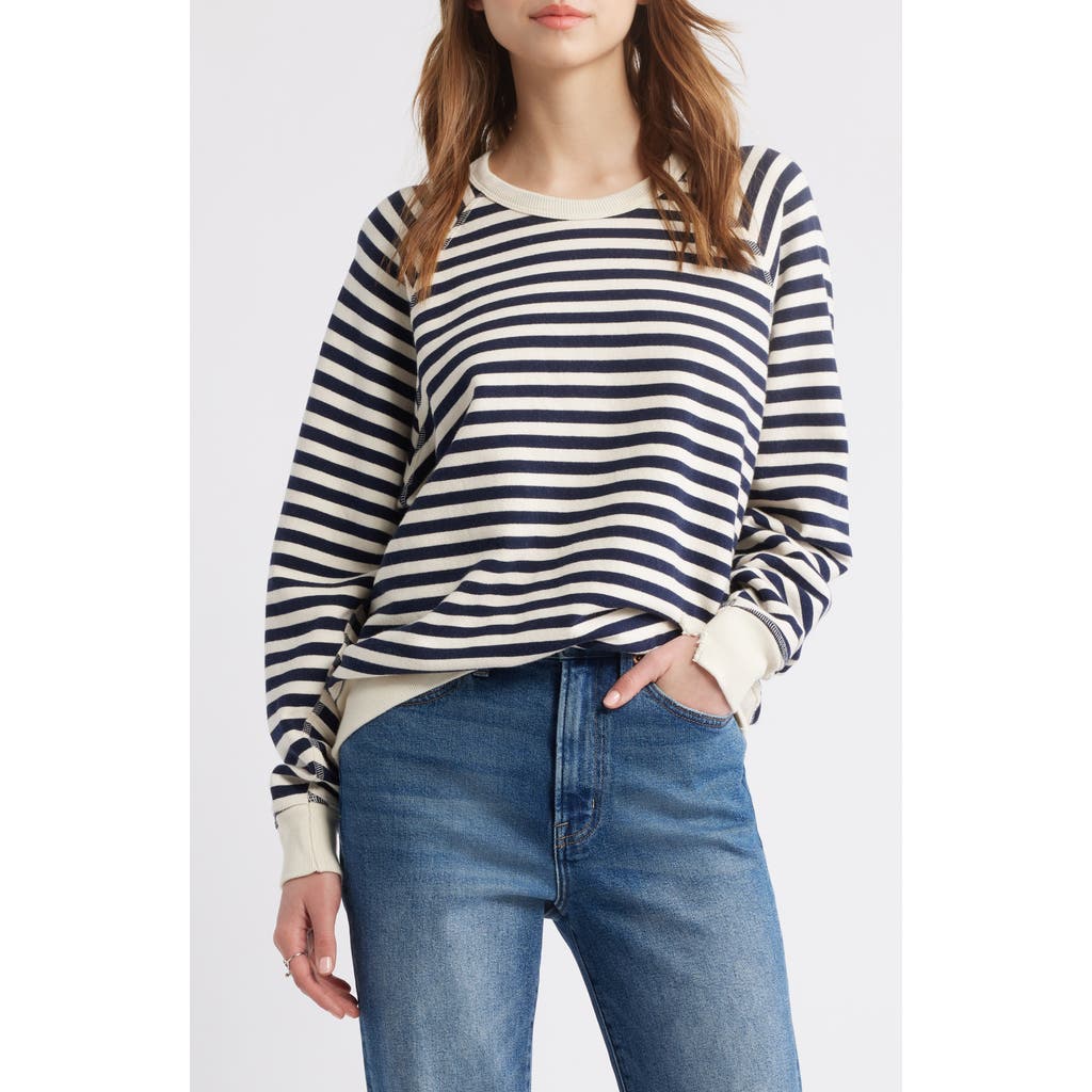 The Great . The College Sweatshirt In Navy Sailor Stripe