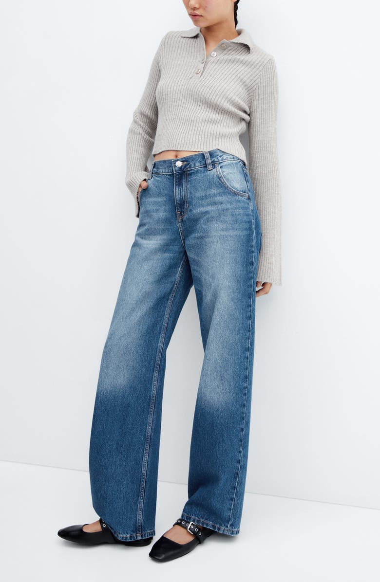 MANGO Low Rise Wide Leg Jeans, Alternate, color,