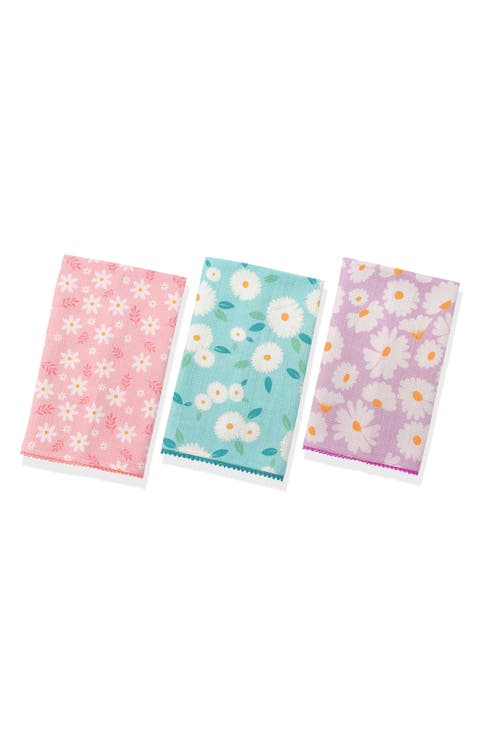 The Meadowland Daisy of 3 Cotton Waffle Kitchen Towels
