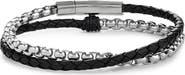 Jonas Studio Braided Leather & Chain Double Wrap Bracelet