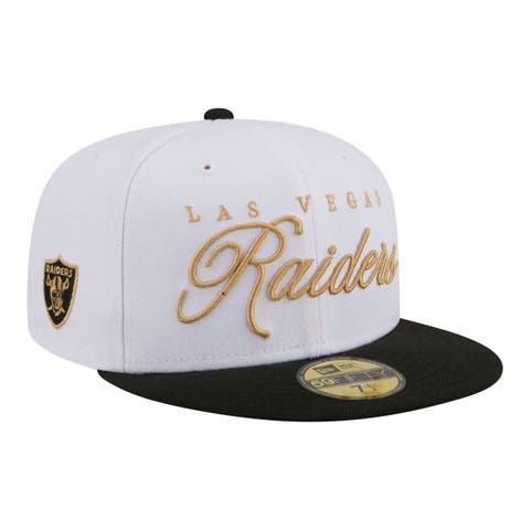 Men's New Era White/Black Las Vegas Raiders Scripted 59FIFTY Fitted Hat