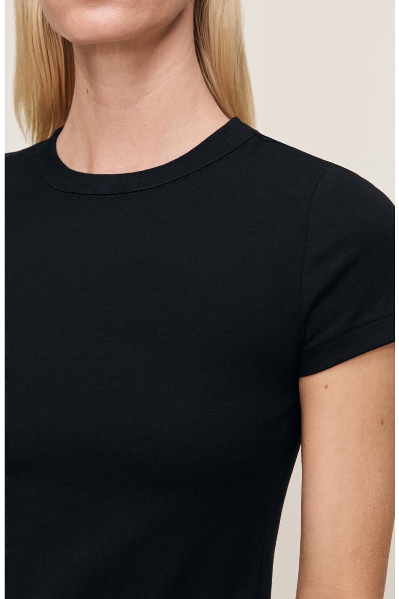 Shrunken Cotton T-Shirt, Alternate, color, BLACK