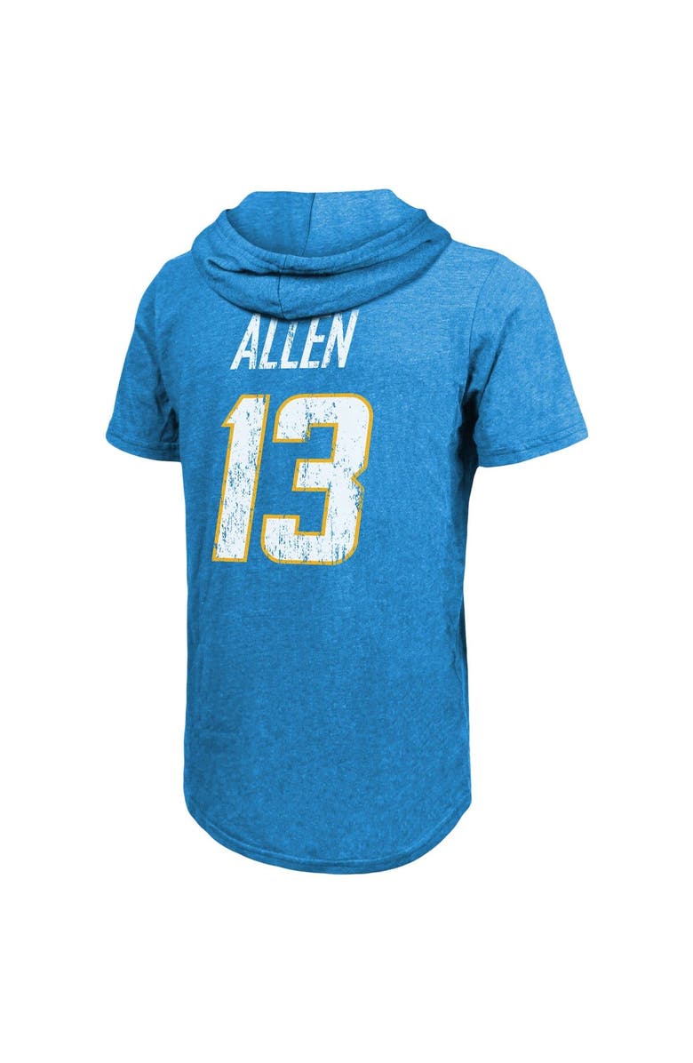 Majestic Threads Men's Majestic Threads Keenan Allen Heathered Powder Blue Los Angeles Chargers Name & Number Tri-Blend Hoodie T-Shirt, Alternate, color, 