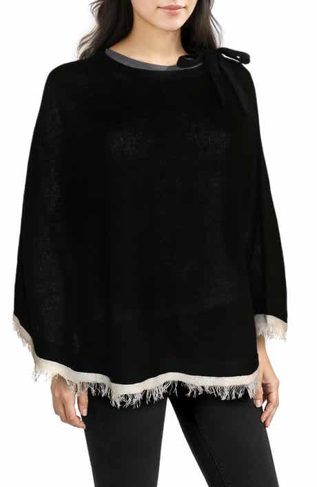 Merino Wool Blend Knit Poncho