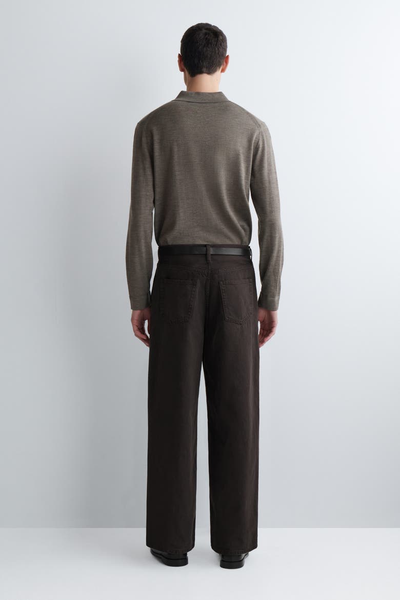 Oversized Wide-leg Denim Trousers, Alternate, color, DARK BROWN