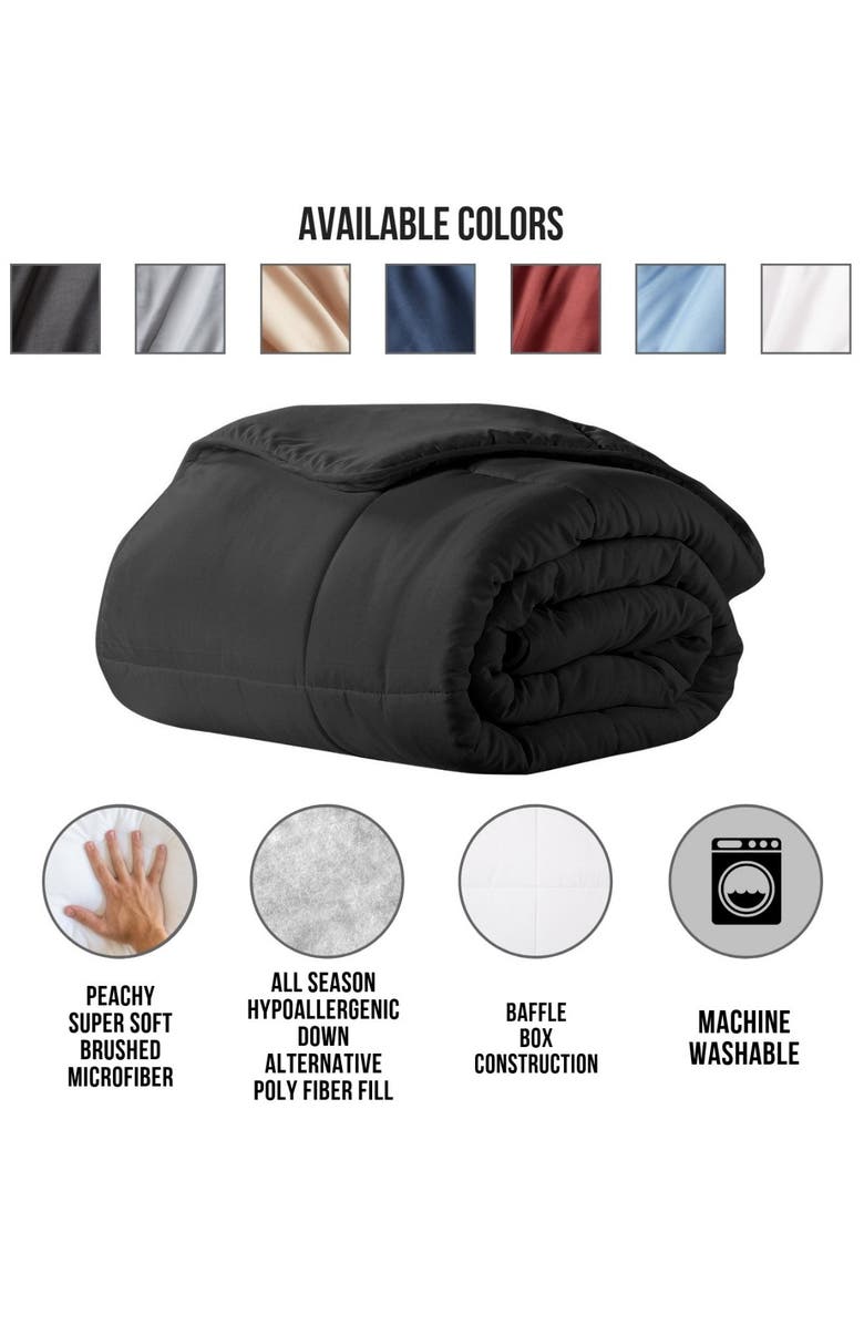 ELLA JAYNE HOME King All-Season Soft brushed Microfiber Down Alternative Comforter - Black, Main, color, 