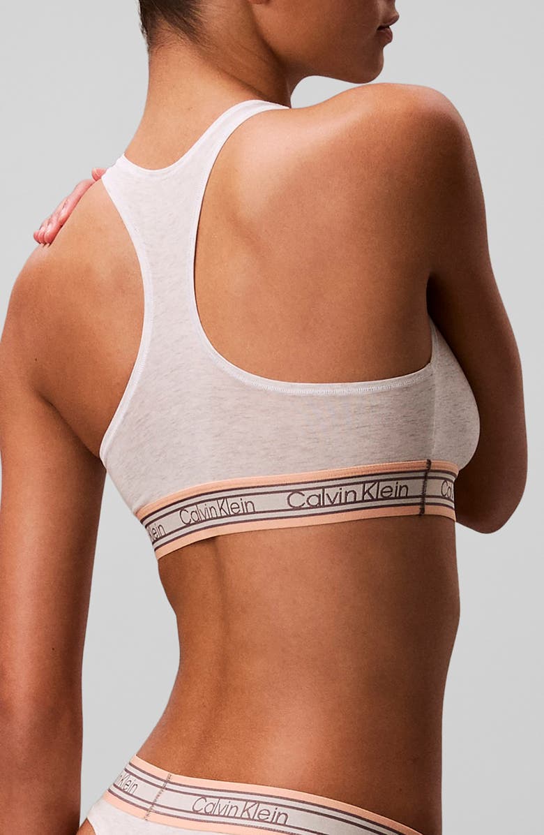 Calvin Klein Icon Cotton Blend Bralette, Alternate, color, Snow Heather