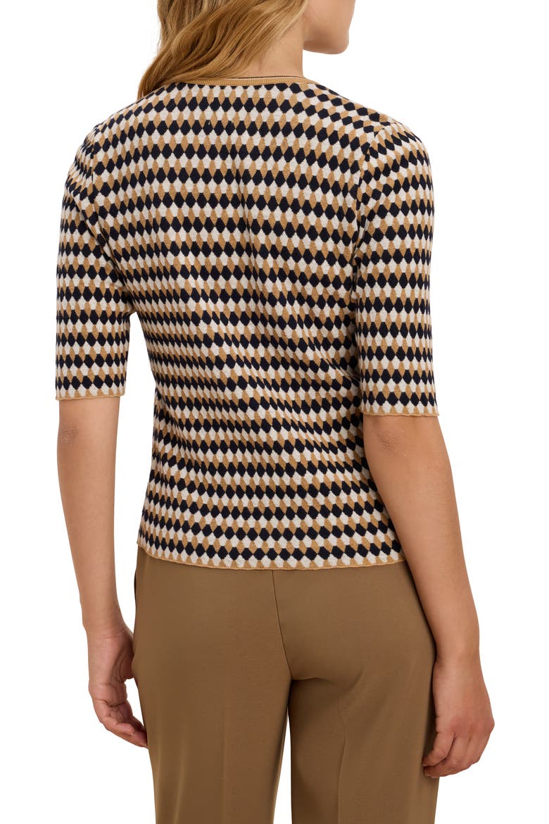Angled Stretch Cotton Jacquard Sweater, Alternate, color, NEUTRAL MULTI