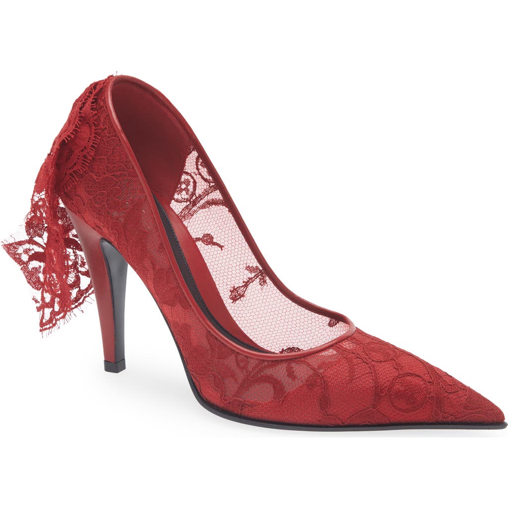 Alexander Mcqueen Mcqueen Drape Lace Pointed Toe Pump In Red