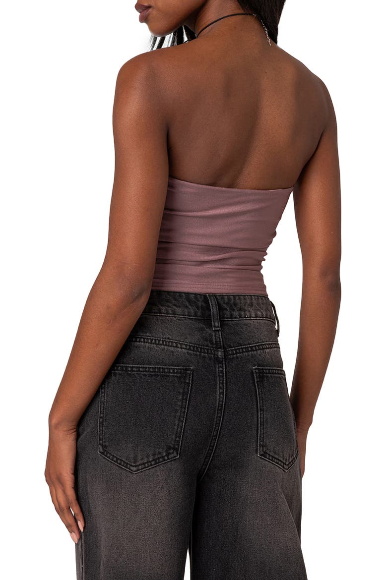 Maxeen Shiny Ruched Tube Top, Alternate, color, MAUVE