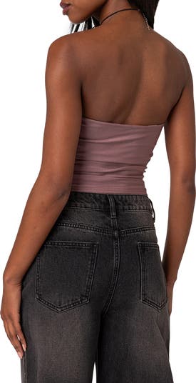 EDIKTED Maxeen Shiny Ruched Tube Top | Nordstrom