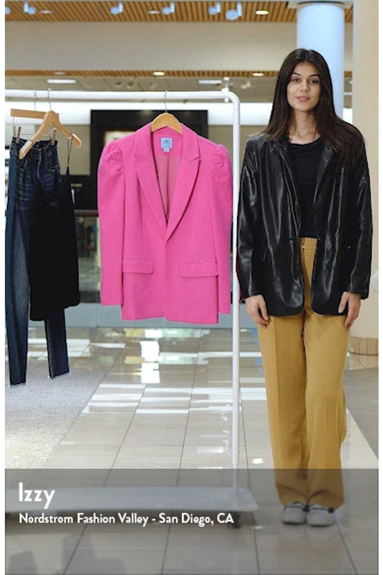 Puff Shoulder Open Front Ponte Blazer video
