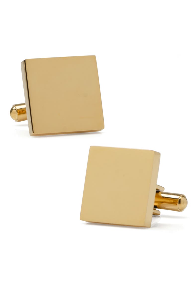 Engravable Square Cuff Links, Alternate, color, GOLD