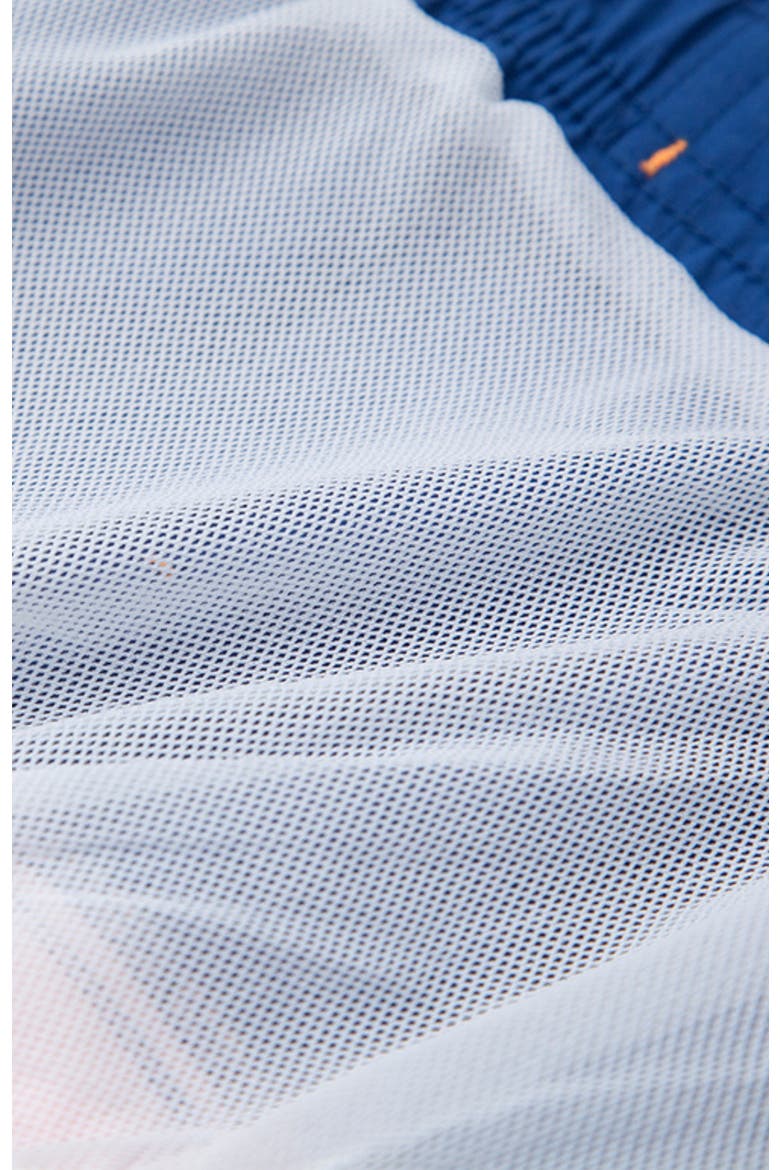 Swim Trunks with Mesh Lining UPF 50+, Alternate, color, Blue orange shark