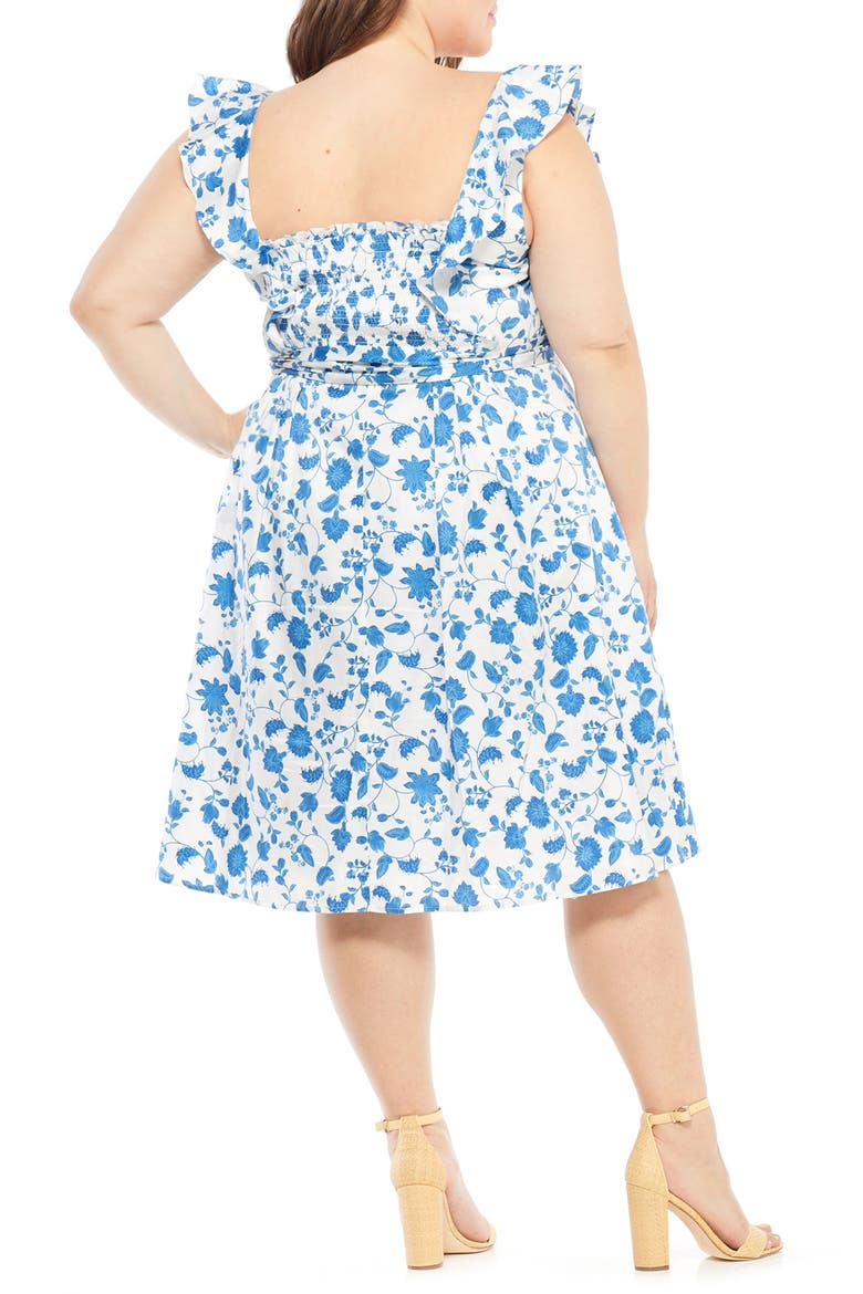 Olivia Floral Wallpaper Print Fit & Flare Dress, Alternate, color, CLOUD/ BLUE