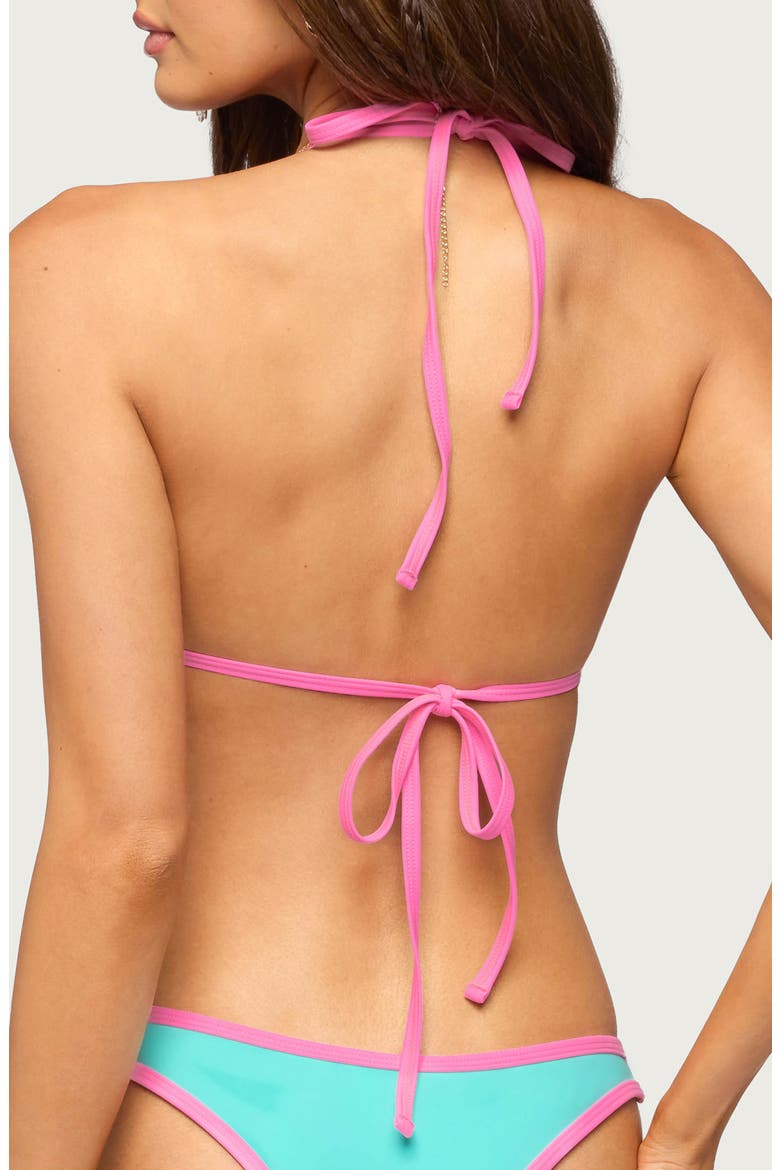 Dina Contrast Triangle Bikini Top, Alternate, color, TURQUOISE