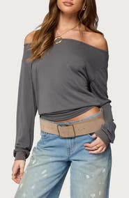 EDIKTED Nannie Oversize Off the Shoulder Top