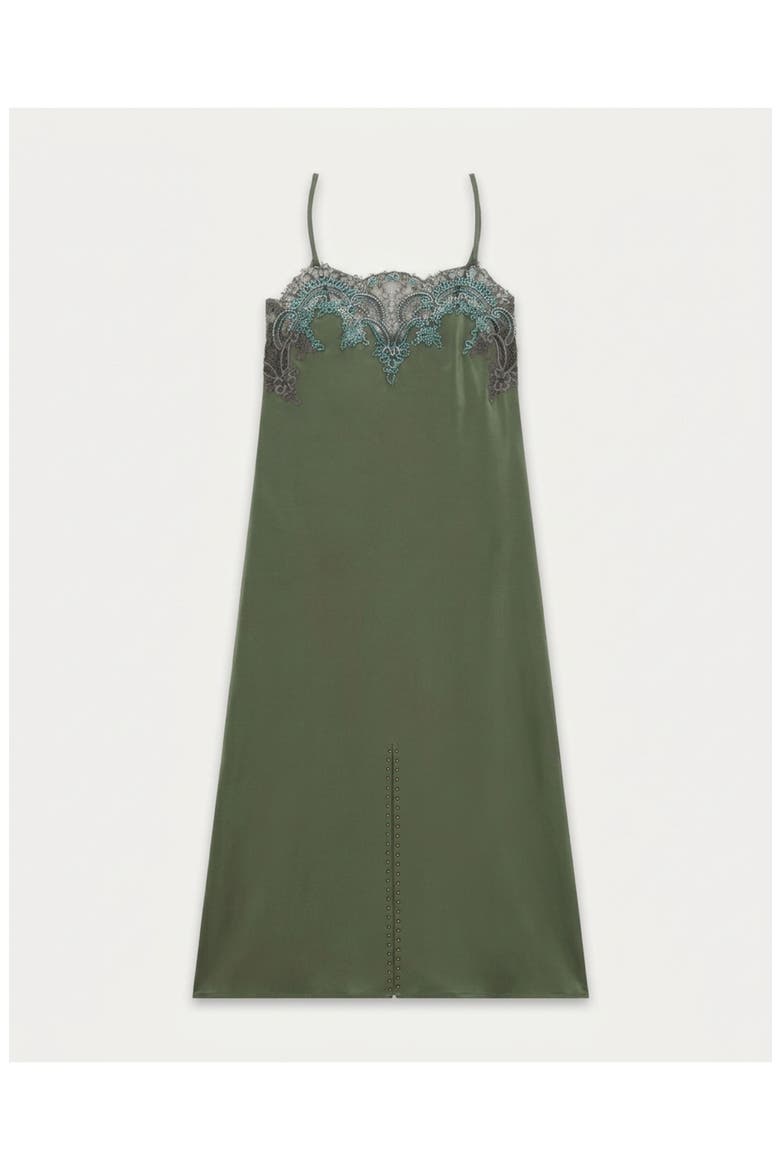 Alizée Embroidered Silk Dress, Main, color, Dark Green
