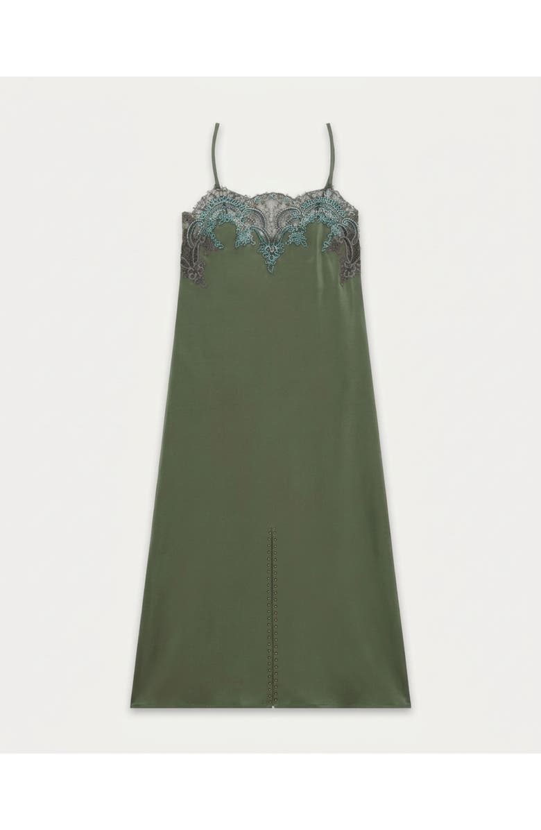 Fortela Alizée Embroidered Silk Dress, Main, color, Dark Green