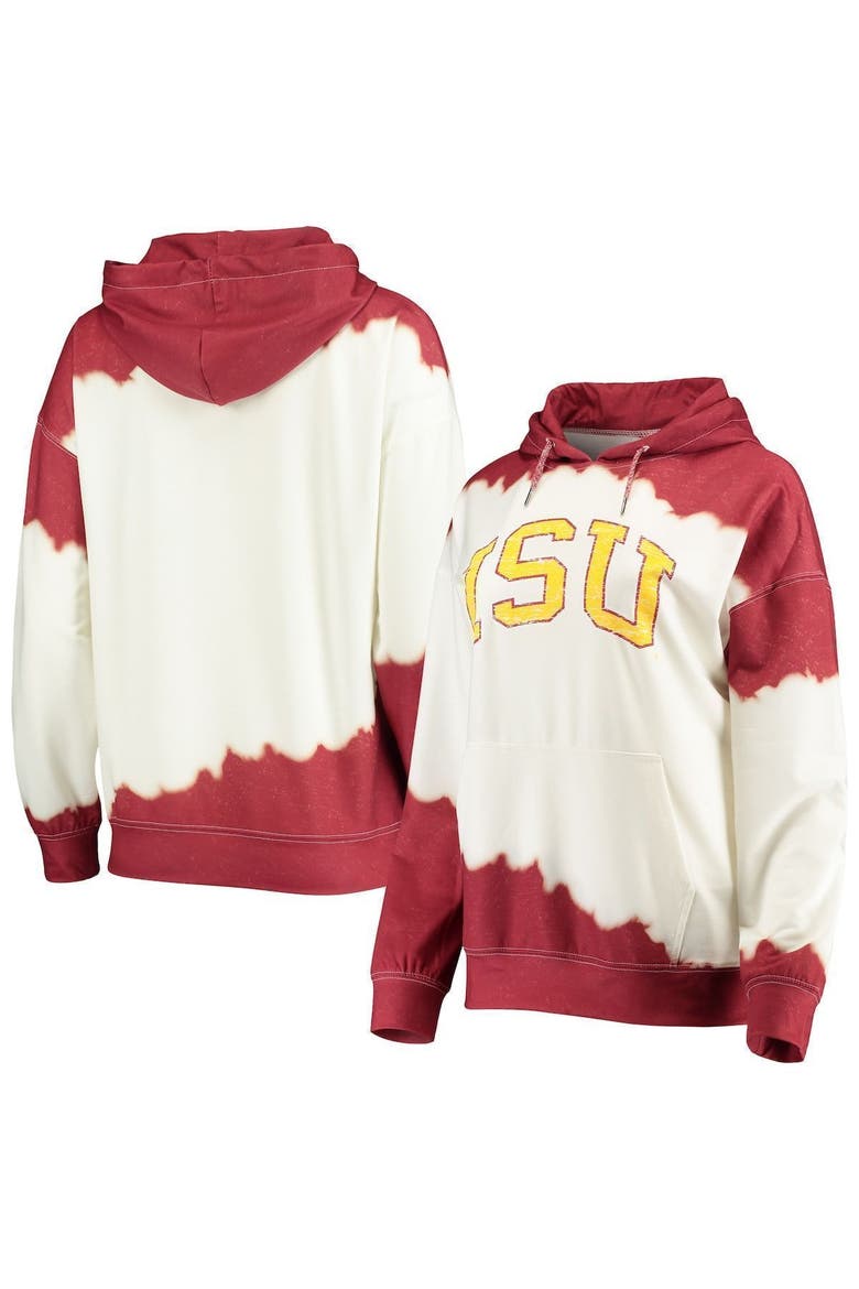 Women's Gameday Couture White/Cardinal Iowa State Cyclones For the Fun Double Dip-Dyed Pullover Hoodie, Main, color, White