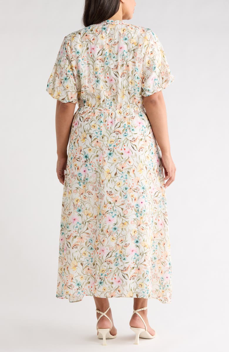 Vince Camuto Print Puff Sleeve Maxi Dress, Alternate, color, Antique White