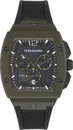 FERRAGAMO F-80 Tonneau Chronograph Silicone Strap Watch, mmx 42mm