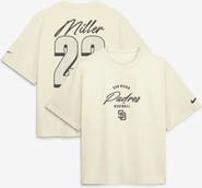 Nike Women's Nike Mason Miller Cream San Diego Padres Premium Essentials Boxy Name & Number T-Shirt