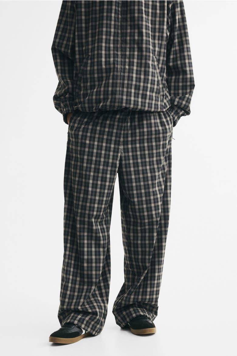 Loose-Fit Track Pants, Alternate, color, Light taupe/checked