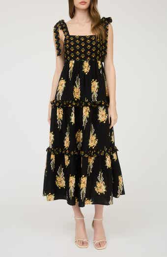 AUGUST SKY Floral Bow Strap Maxi Dress