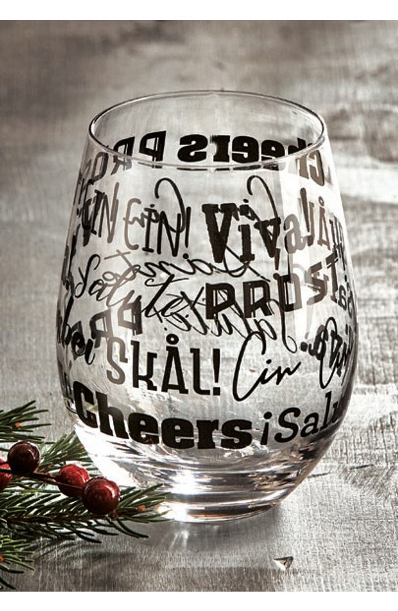 tag Viva Stemless Wine Glasses Black Drinkware for Bar Christmas, Main, color, Black