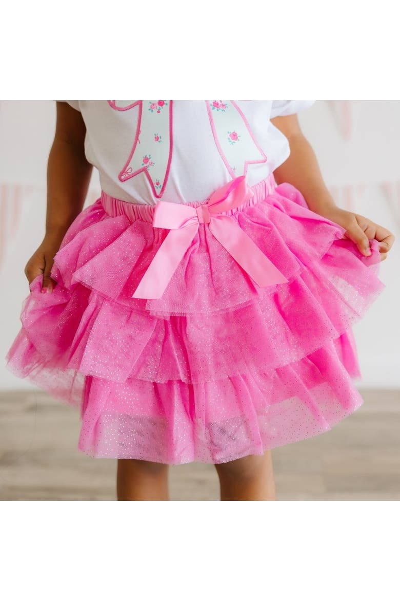 Raspberry Bow Tiered Tutu, Alternate, color, Raspberry