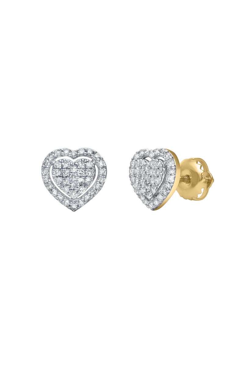 LuvMyJewelry Nora Heart Diamond Earrings in 14K Gold, Alternate, color, 14K Yellow Gold