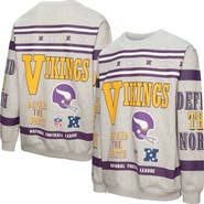 Mitchell & Ness Men's Mitchell & Ness  Heather Gray Minnesota Vikings All Over Print Vintage Fleece Crewneck Sweatshirt