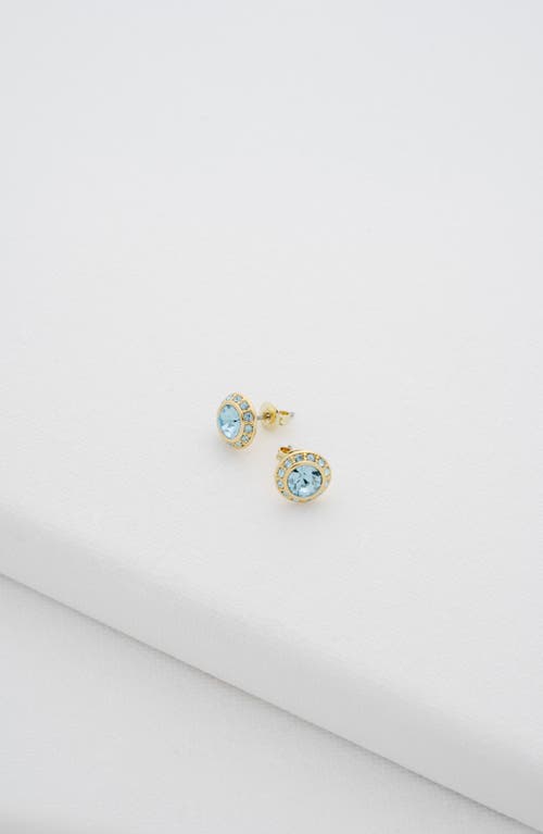 Ted Baker Soletia Solitaire Sparkle Stud Earrings In Gold Tone Aquamarine Crystal