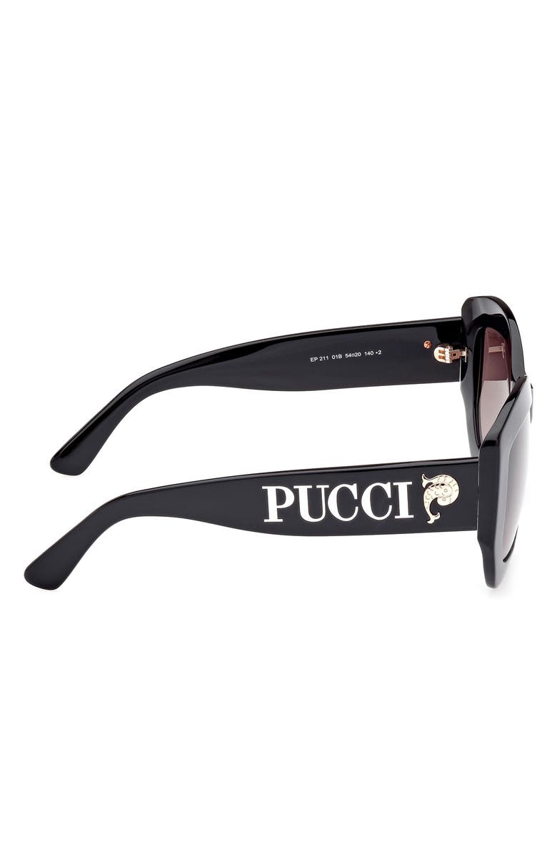 Emilio Pucci 54mm Geometric Sunglasses, Alternate, color, Black/ Gold / Gradient Smoke
