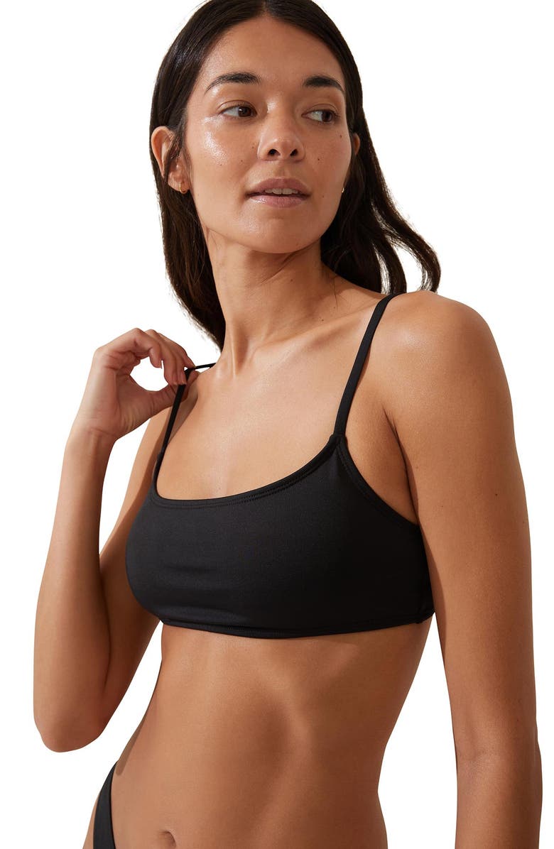 COTTON ON BODY Women's Straight Neck Crop Bikini Top, Alternate, color, Black